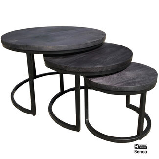 Benoa Coffee Table 3cm Top Black (Set of 3)