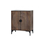 Brooz 2-Deurs Kast Laag Nippon Mango Brown Walnut – Mangohouten Opbergkast met Reliëfdeuren