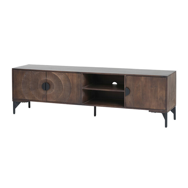 MySons TV dressoir 190 met 3 deuren en 2 open vakken, Mango Brown Walnut