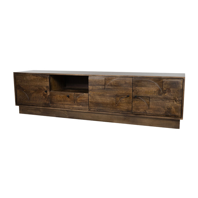 Brooz TV meubel Kaapstad 190 – dark walnut met 3 deuren en lade