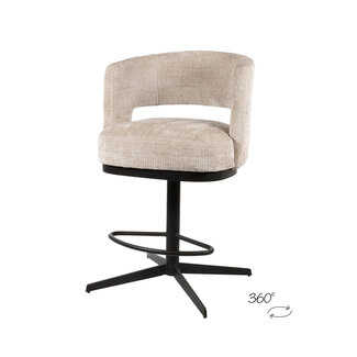 Brooz Draaibare barkruk Bruce met armleuningen – Cremona stof natural