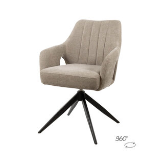 Brooz Draaibare armstoel Marley 360° – Storm stof Liver met spinonderstel (set van 2)