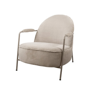 Brooz Moderne fauteuil Elton – ribstof sand met metalen frame