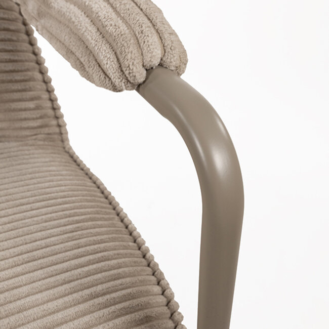 Brooz Moderne fauteuil Elton – ribstof sand met metalen frame