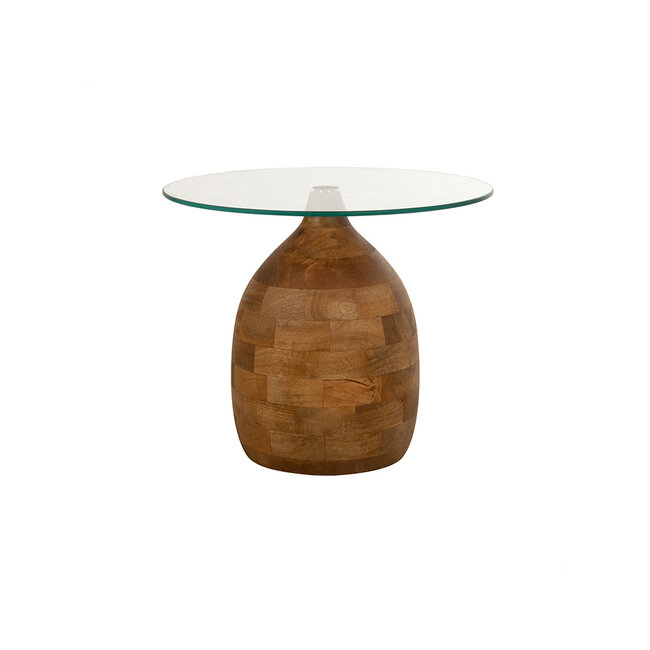 MySons Stella salontafel Ø50, H43, Smooth Natural, Clear glass