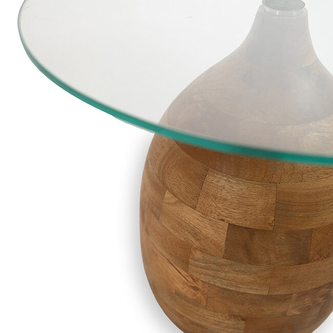 Brooz Stella salontafel Ø50, H43, Smooth Natural, Clear glass