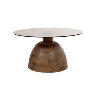 Brooz Christian salontafel Ø78, H42, Brown Walnut, Smoke glass