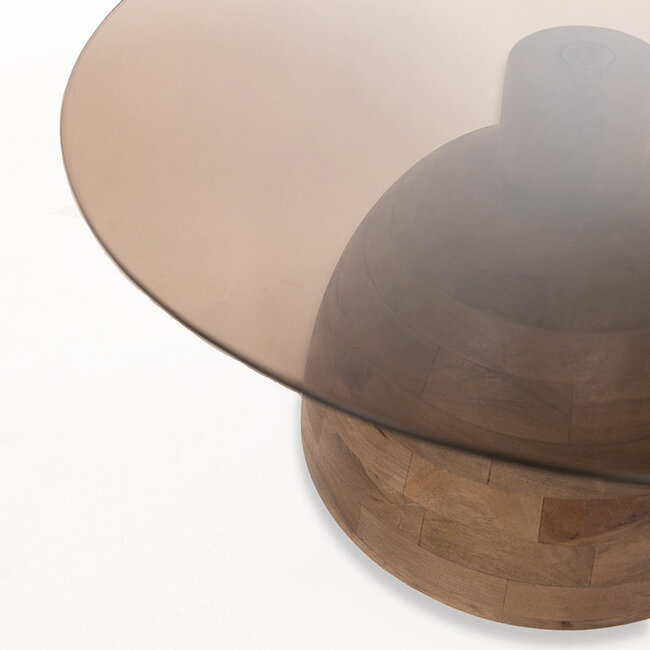MySons Christian salontafel Ø78, H42, Brown Walnut, Smoke glass