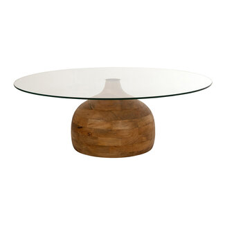 MySons Stella salontafel Ø100, H35, Smooth Natural, Clear glass