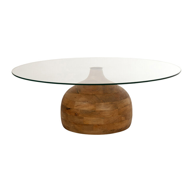 MySons Stella salontafel Ø100, H35, Smooth Natural, Clear glass