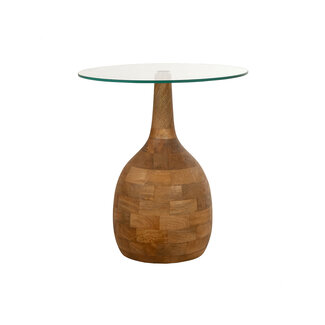Brooz Stella salontafel Ø50, H55, Smooth Natural, Clear glass