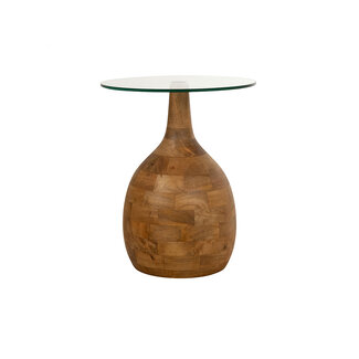 Brooz Stella salontafel Ø40, H50, Smooth Natural, Clear glass