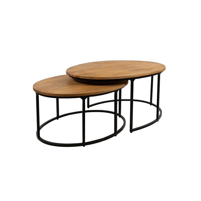MySons Leipzig salontafel ovaal, set van 2, Smooth Natural