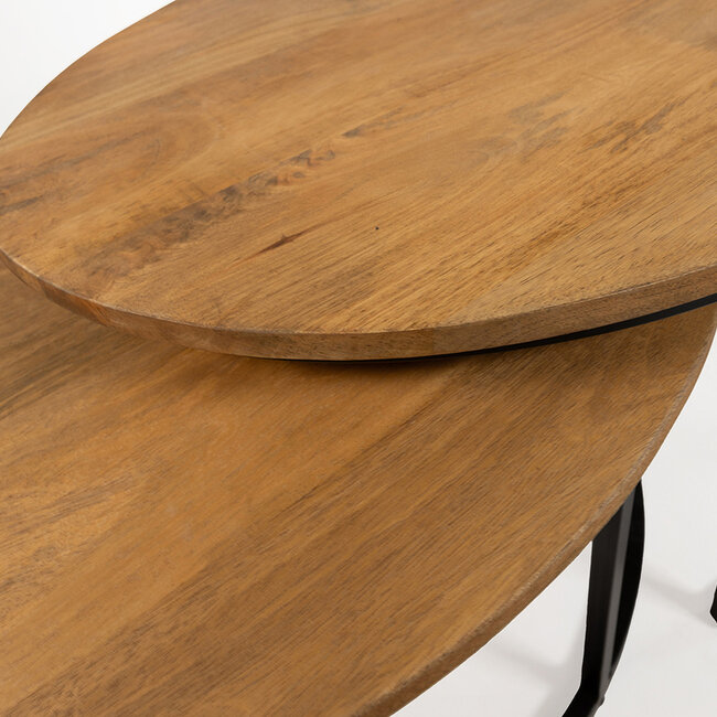 MySons Leipzig salontafel ovaal, set van 2, Smooth Natural