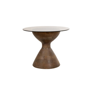 Brooz Yves bijzettafel Ø57, H47, Brown Walnut, Smoke glass