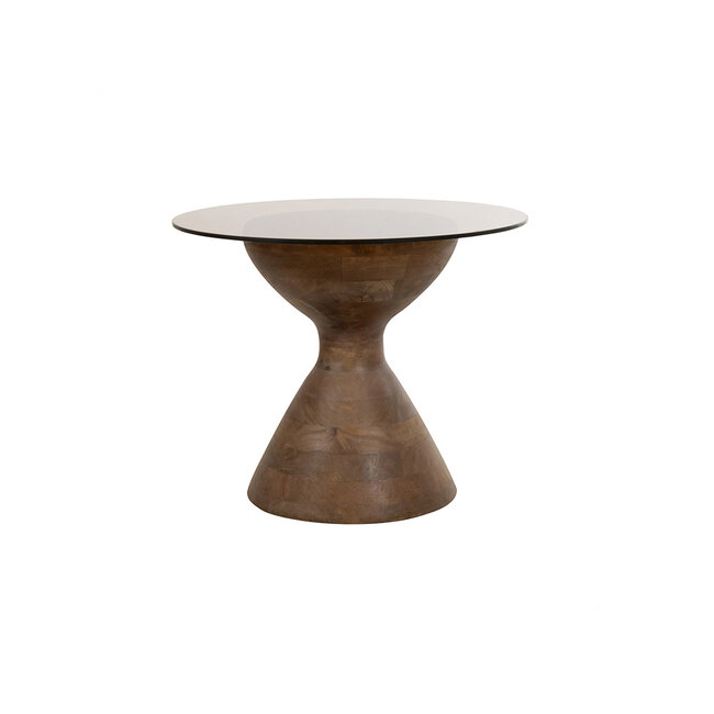 MySons Yves bijzettafel Ø57, H47, Brown Walnut, Smoke glass