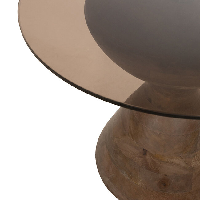 MySons Yves bijzettafel Ø57, H47, Brown Walnut, Smoke glass