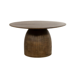 Brooz Karl salontafel Ø80 cm – Brown Walnut met rib kolompoot