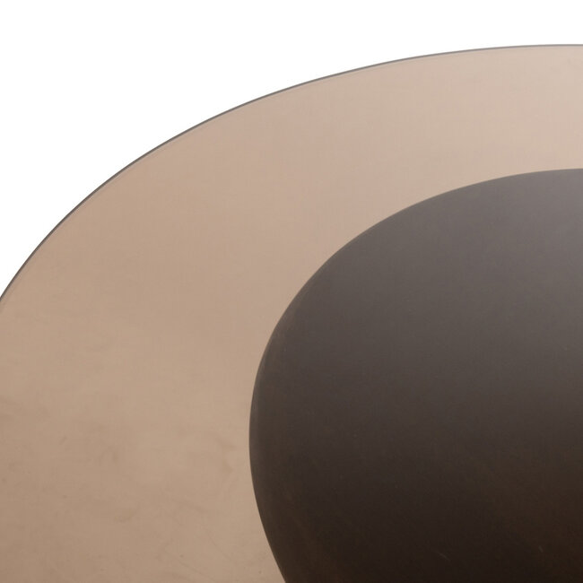 Brooz Yves bijzettafel Ø57, H47, Brown Walnut, Smoke glass