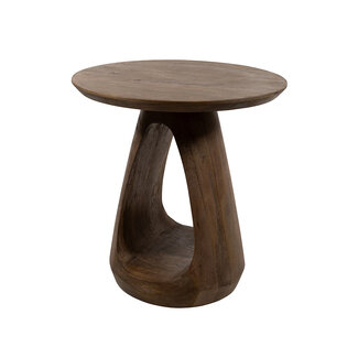 Brooz Bremen Bijzettafel Ø50 cm – Brown Walnut Massief Hout