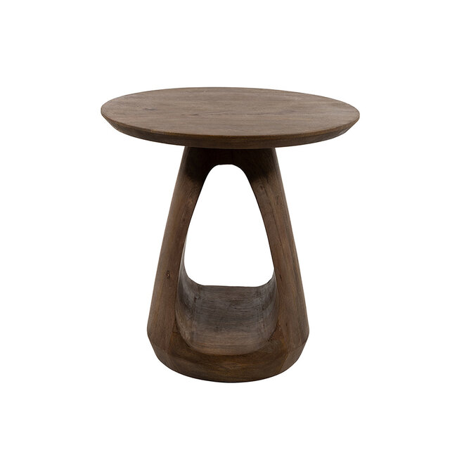 Brooz Bremen Bijzettafel Ø50 cm – Brown Walnut Massief Hout