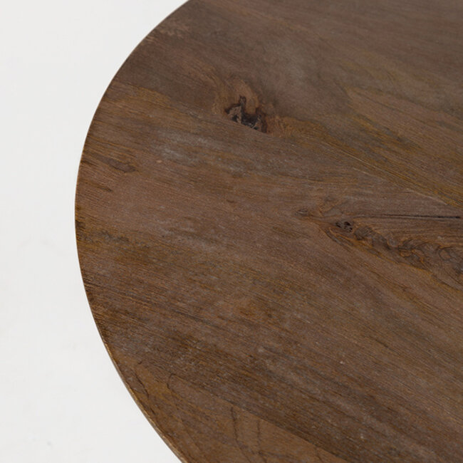 Brooz Bremen Bijzettafel Ø50 cm – Brown Walnut Massief Hout