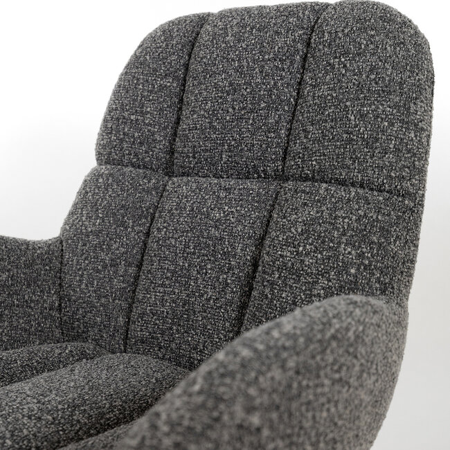 Brooz Luxe draaifauteuil Elvis – antraciet Monet stof met armleuningen en 360° draaifunctie