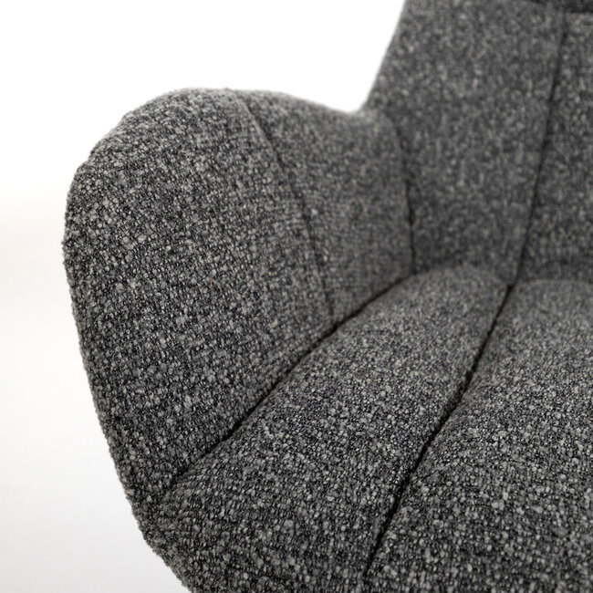 Brooz Luxe draaifauteuil Elvis – antraciet Monet stof met armleuningen en 360° draaifunctie