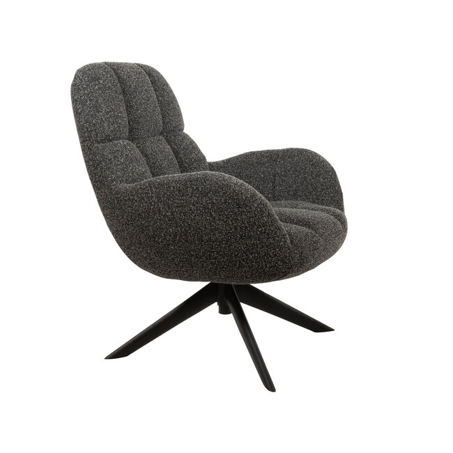 Brooz Luxe draaifauteuil Elvis – antraciet Monet stof met armleuningen en 360° draaifunctie