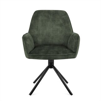 Brooz Draaibare eetkamerstoel Noah met armleuningen en auto-return – Adore Moss (set van 2)