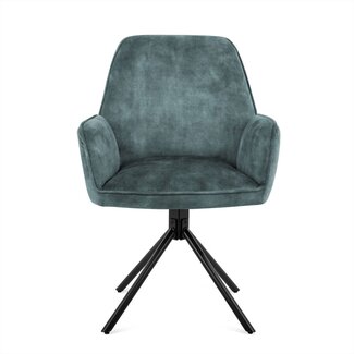 Brooz Draaibare eetkamerstoel Noah met armleuningen en auto-return – Adore Ocean (set van 2)