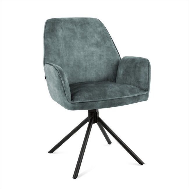 Brooz Draaibare eetkamerstoel Noah met armleuningen en auto-return – Adore Ocean (set van 2)