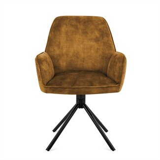 Draaibare eetkamerstoel Noah met armleuningen en auto-return – Adore Cognac