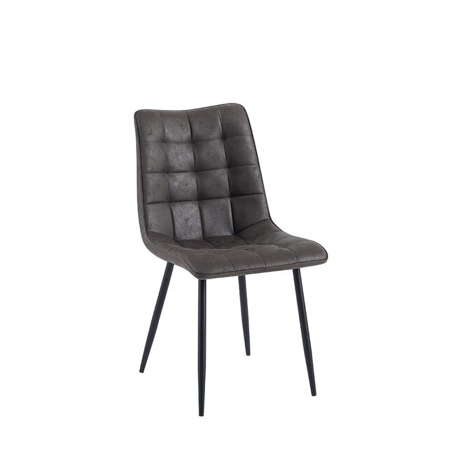 Brooz Moderne eetkamerstoel Lucille met zwart onderstel – Antraciet  (set van 4)