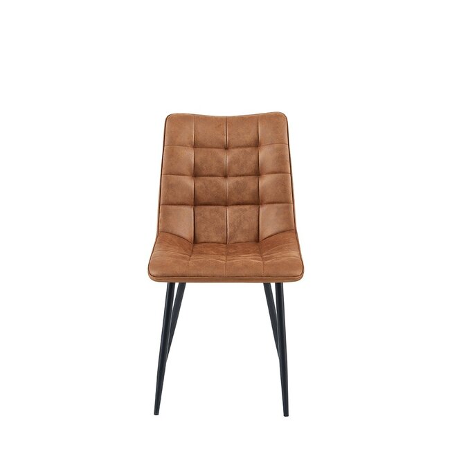 Brooz Moderne eetkamerstoel Lucille met zwart onderstel – Cognac  (set van 4)