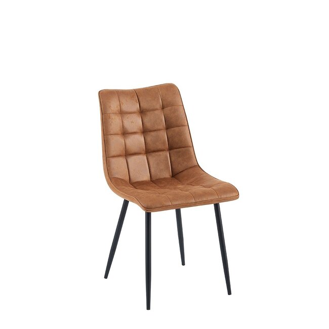 Brooz Moderne eetkamerstoel Lucille met zwart onderstel – Cognac  (set van 4)