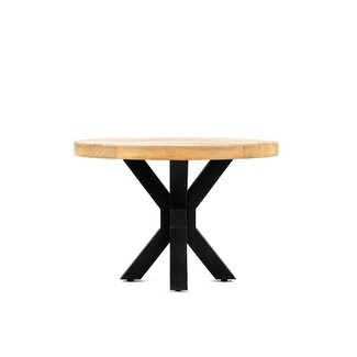 Brooz Kyara Salontafel Rond 80 cm – Mangohout met Zwart Spider Onderstel