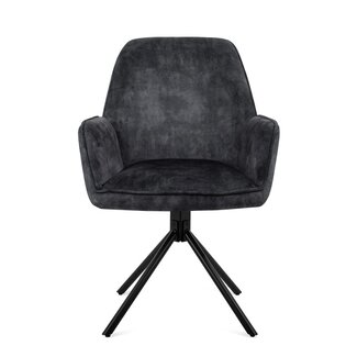 Brooz Draaibare eetkamerstoel Noah met armleuningen en auto-return – Adore Antraciet  (set van 2)