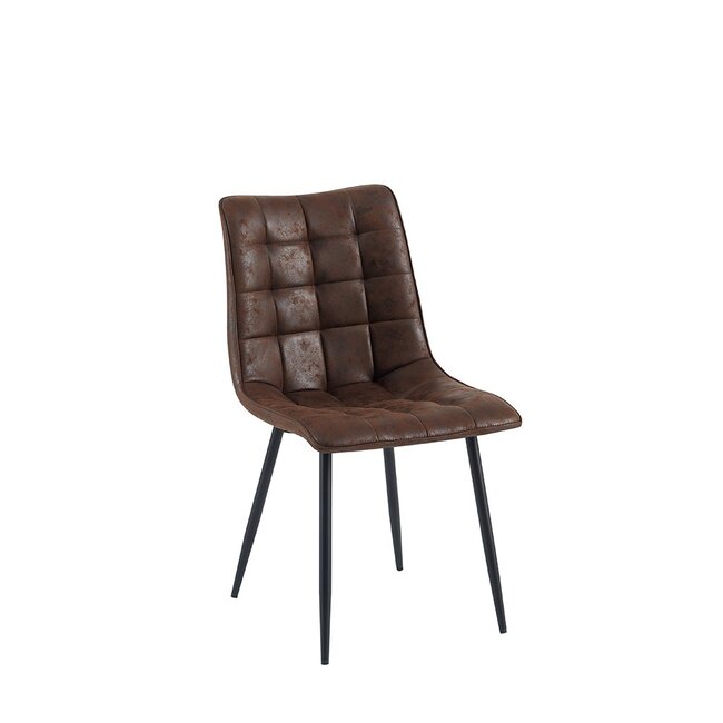 Brooz Moderne eetkamerstoel Lucille met zwart onderstel – Bruin (set van 4)