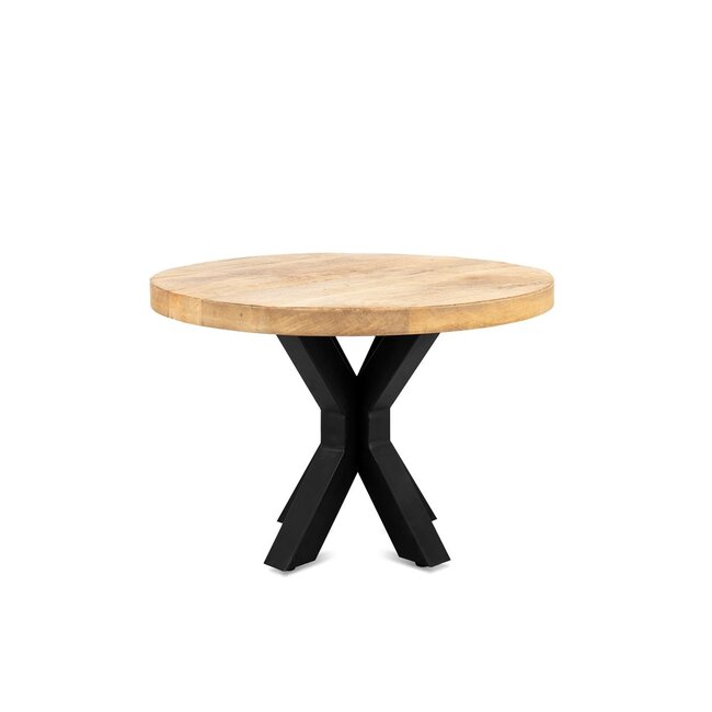 Brooz Kyara Salontafel Rond 60 cm – Mangohout met Zwart Spider Onderstel