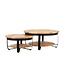Brooz Paras Ronde Salontafel 65 cm – Mangohout & Zwart Metaal met Opbergplateau