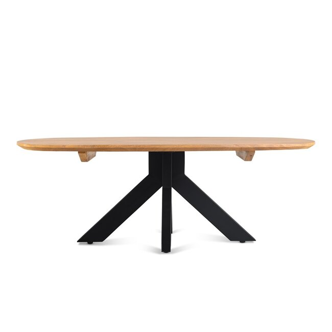 Brooz Runa Deens Ovale Salontafel 130 cm – Mangohout & Zwart Metaal