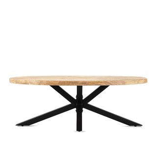 Brooz Ellips Salontafel 130 cm met Spiderpoot – Mangohout & Zwart Metaal