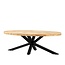 Brooz Ellips Salontafel 130 cm met Spiderpoot – Mangohout & Zwart Metaal