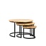 Brooz Rylee Ronde Salontafel Set van 3 – Mangohout & Zwart Metaal