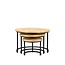 Brooz Rylee Ronde Salontafel Set van 3 – Mangohout & Zwart Metaal