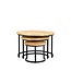 Brooz Rylee Ronde Salontafel Set van 3 – Mangohout & Zwart Metaal