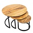 Brooz Rylee Ronde Salontafel Set van 3 – Mangohout & Zwart Metaal