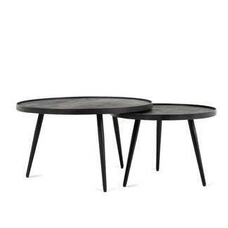 Brooz Salontafel Rond Zwart Set van 2 – Moderne Nesting Salontafels