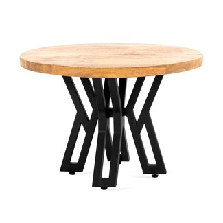 Brooz Salontafel Rond Yana 60 – Mangohouten Salontafel met Design Onderstel